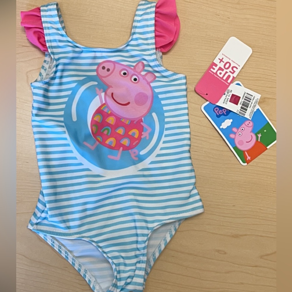 Girls size 12M Pepa Pig 1 piece swimsuit. UPF 50+ New